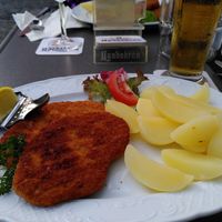 Vegan Schnitzel with salted potatoes at Zur Krone - St Goar in St Goar