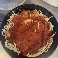 spaghetti and vegan meatballs  at Pizzeria 260 in Boston