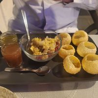 Pani Puri, part of my partners tasting menu.  Most of it vegan so I could try. at Rajwadi Thali in Tenerife