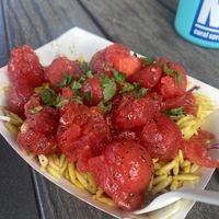 watermelon orzo salad with feta omitted   at Tiki Tzatziki  in Hanalei