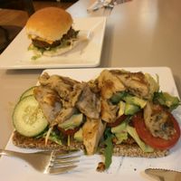 'Chicken' sandwich at De Vegetarische Traiteur in Amsterdam