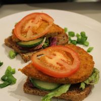 schnitzel sandwich at De Vegetarische Traiteur in Amsterdam