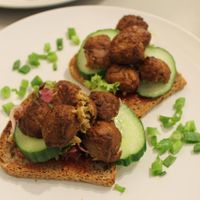 meatball sandwich at De Vegetarische Traiteur in Amsterdam