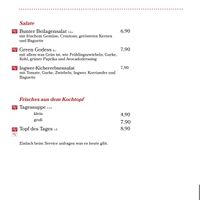 Menü  at Aegis Café in Ulm