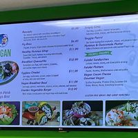 Vegan menu  at Bagel World in Poughkeepsie