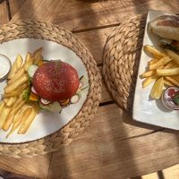 Burger and wrap at Ramla Beach Club in Radovici