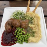 “Meatballs” with gravy and cranberry saucee  at Wege Polka in Warsaw