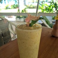 Passionfruit Ginger smoothie with a shot of rum added. at Spicy Coconut in Cocles