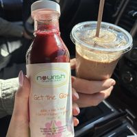 glow juice & chocolate river smoothie  at Nourish Organic Juice in Colorado Springs