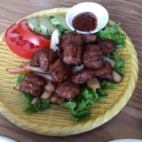 I don't remember what this was maybe soy gluten. It was tasty though a little greasy at Thanh Thanh Cafe in San Francisco