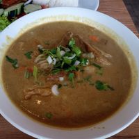 Vegan Curry noodles Soup a bit thick and rich at Thanh Thanh Cafe in San Francisco