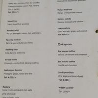 Menu at Lazuli in Zanzibar