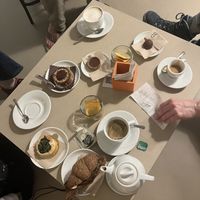 Our selection including a eggplant croissant, mini quiche and vegan pastries  at Cortese in Florence