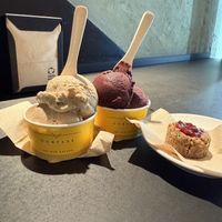 The little strawberry sweet was perfect to crumble on the hazelnut and vanilla gelatoo  at Cortese in Florence