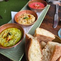 Trio of humous dips at La Pergola in Marrakech