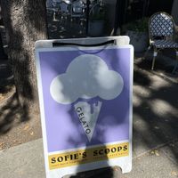 Sign outside   at Sofie's Scoops Gelateria in Olympia