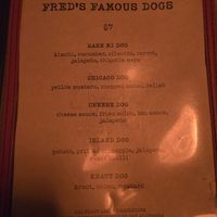 Menu at Fred's Dog House in Brooklyn