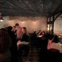 Good amount of seating for drinks and hotdogs  at Fred's Dog House in Brooklyn