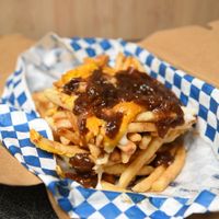 Cheesy gravy fries at Val's Vegan Kitchen in San Diego