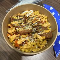  chicken nuggets mac and cheese  at Val's Vegan Kitchen in San Diego