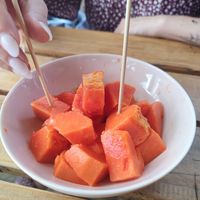 owner gave us free papaya 🥹 at Organica Lounge Kandy in Kandy