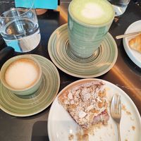 Macchiato and matcha latte at Elias Coffee Shop in Vienna