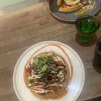 Vegan fried ‘chicken’ waffles (front), goats cheese waffles (veggie only, back)   at Utter Waffle - Balham in South West London