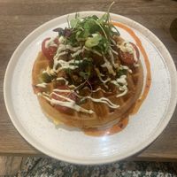 Vegan fried ‘chicken’ waffles (gf)  at Utter Waffle - Balham in South West London