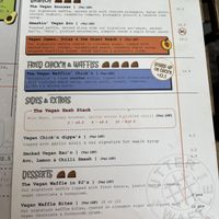 Vegan menu  at Utter Waffle - Balham in South West London