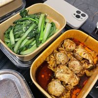Garlic greens and chili wontons  at Tofu Vegan - Charlotte in London