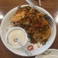 Fried aubergine in house sauce   at Tofu Vegan - Charlotte in London