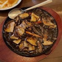King oyster mushrooms in black pepper saucee  at Tofu Vegan - Charlotte in London
