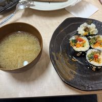 Miso-soup and sushii  at MERCY Vegan Factory - Kyoto Station in Kyoto