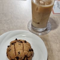 Chocolate melon pan and milk tea at MERCY Vegan Factory - Kyoto Station in Kyoto