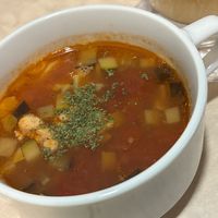 Soup of the day: tomato  at MERCY Vegan Factory - Kyoto Station in Kyoto