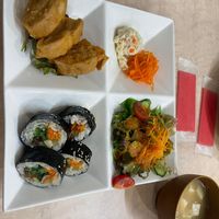 Lunch Set with Wheat-Gluten Dumplings and Kimbap at MERCY Vegan Factory - Kyoto Station in Kyoto
