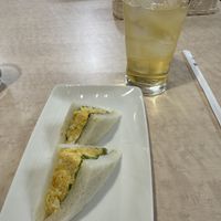 Half egg sandwich with apple juicee  at MERCY Vegan Factory - Kyoto Station in Kyoto