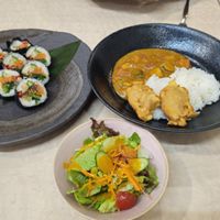 Gimbap, shoujin curry and kumarafu at MERCY Vegan Factory - Kyoto Station in Kyoto