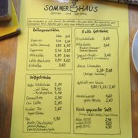 Menu Drinks at Sommerhaus KaffeeBar in Berlin