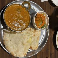 Vegetarian cheese naan and vegetables curry plate with salad at Honey Bee in Kumamoto