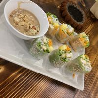 Vietnamese springrolls with peanut sauce  at Everyday Vegan in Da Nang
