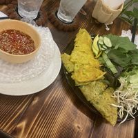 Ban xeo with sweet and sour dipping sauce  at Everyday Vegan in Da Nang