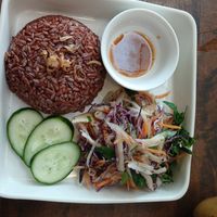 Vegan Hoi An style rice, mushrooms , green papaya and more at Everyday Vegan in Da Nang