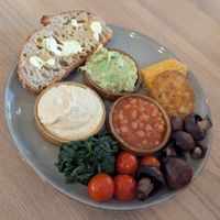 Full vegan breakfast at Bottle and Thyme in Chesterfield