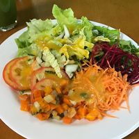 Juice and salad at O Vegetariano in Recife