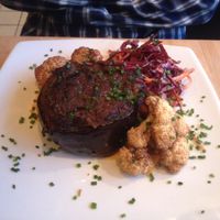 Stuffed aubergine at Maitreya Social in Bristol