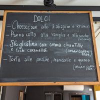 Menù dei dolci con 3 dolci vegani at La Gaba in Sartirana Lomellina