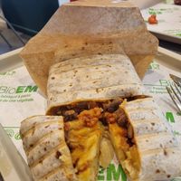 Mega Taco (burrito) with added pomme de terre (hash brown) at Veganil in Paris