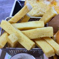 Polenta fritters at Veganil in Paris