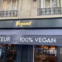 Front signage  at Veganil in Paris